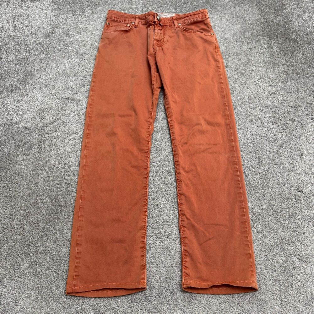 Jacob Cohen Handmade Italian Tailored Jeans Mens 31 Burnt Orange Cotton Straight